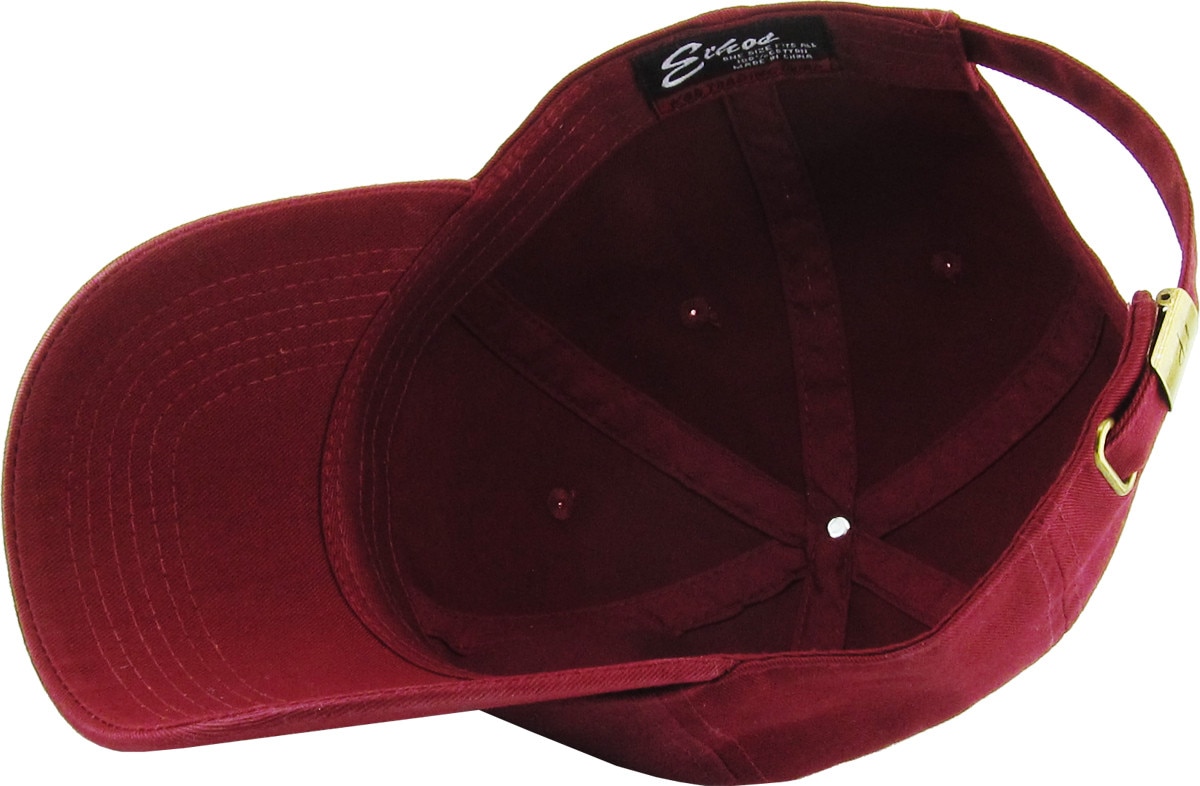 Burgundy Low Profile Baseball Caps Inside Turned Over View